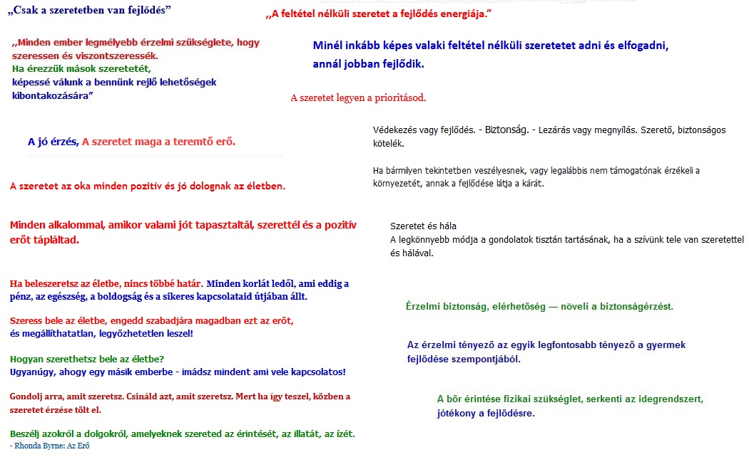 Szeretet - Fejlődés - Érzelem-Érintés