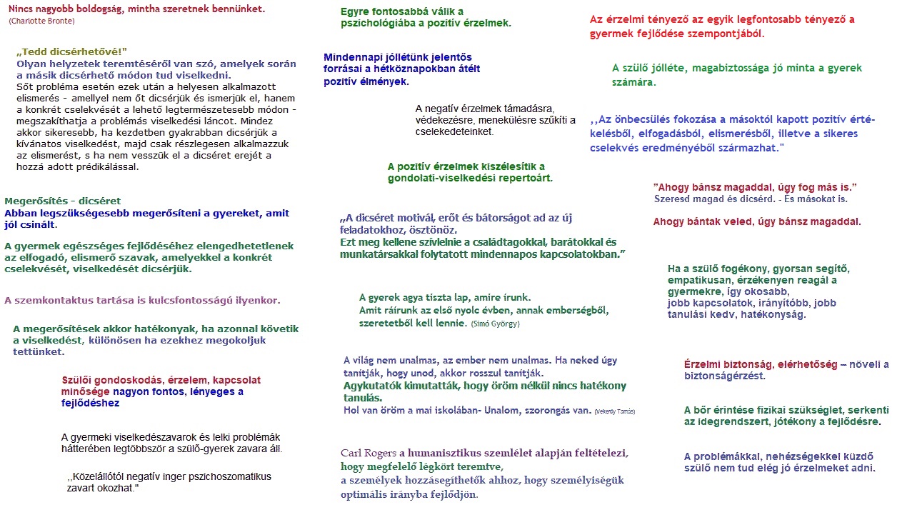 Pedagógia - Szeretet - Dicséret - Szúlő gondoskodás -