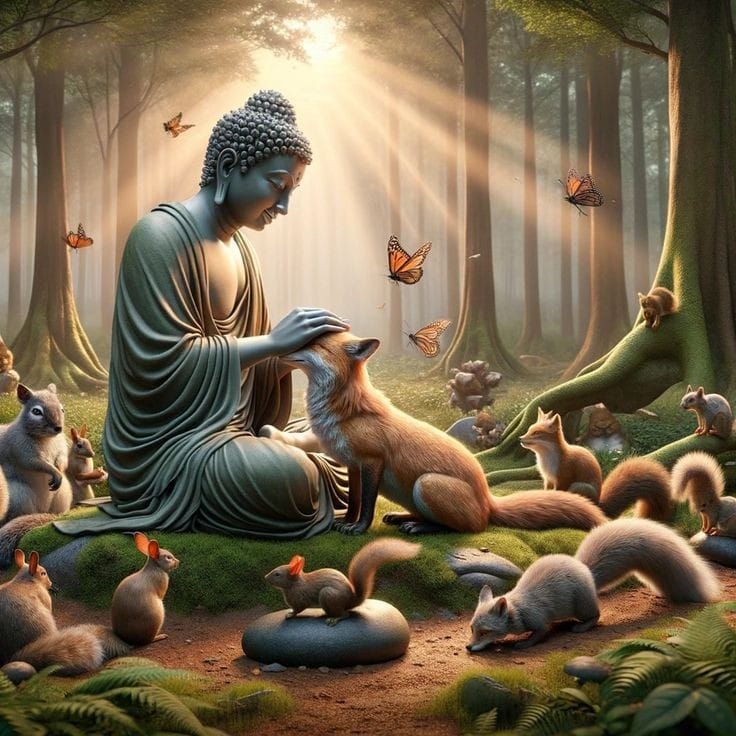 Buddha kindness with animals